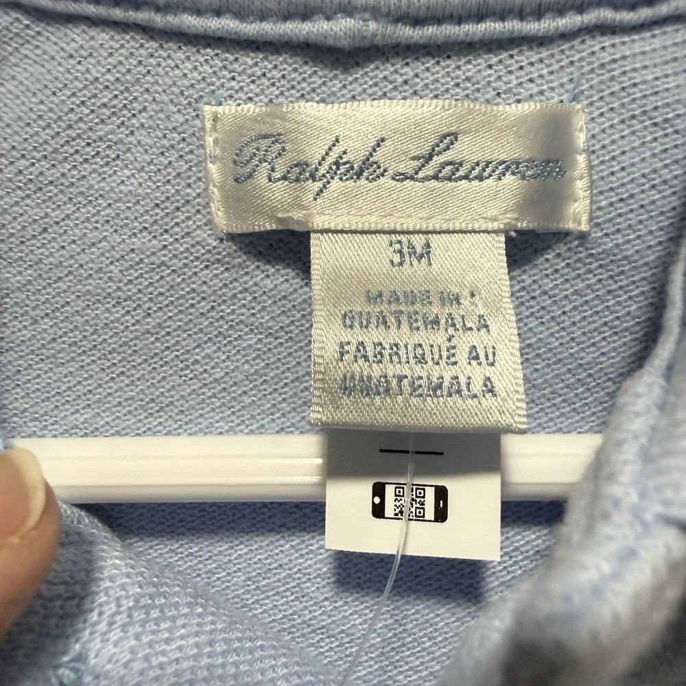 Ralph Lauren Polo Romper Baby Boy Size 3 Months Blue Paint Splatter Preppy NWT